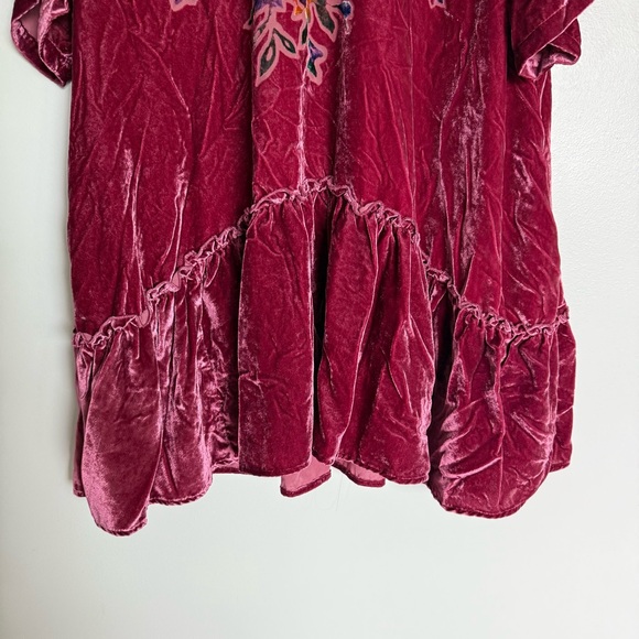 Free People Sweet Echoes Red Plum Velvet Mini Dress - Picture 7 of 10
